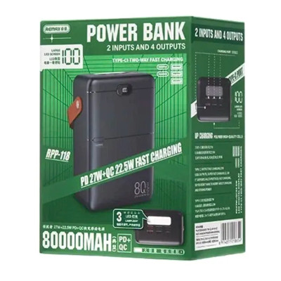 Павербанк Remax RPP-118 Piloteer Series 80000 мАч до 27 Вт USB-C USB-A PD QC Черный (2266) Павербанк Remax RPP-118 Piloteer Series 80000 мАч до 27 Вт USB-C USB-A PD QC Черный (2266)