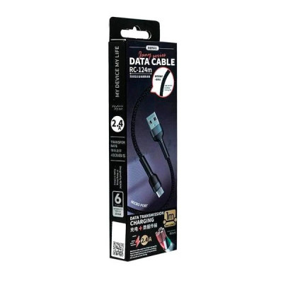 Кабель для зарядки Remax Jany RC-124m USB 2.0 - micro USB 2.4A 1 м Черный (002268) Кабель для зарядки Remax Jany RC-124m USB 2.0 - micro USB 2.4A 1 м Черный (002268)