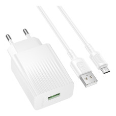 Сетевое зарядное устройство Borofone BAS72A Source QC3.0/18W Micro-USB 1m White (38209_3667883)
