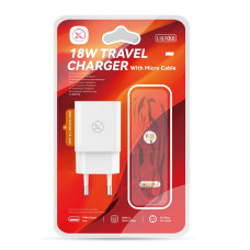 Сетевое зарядное устройство XO L127 USB QC 18W USB-Micro 1 м Белый (36577_3608609)