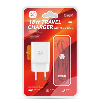 Мережевий зарядний пристрій XO L127 USB QC 18W USB-Micro 1 м Білий (36577_3608609)
