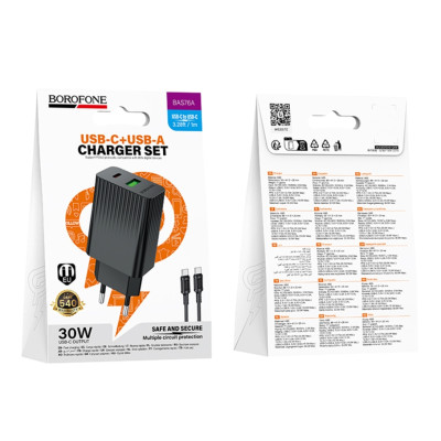 Зарядное устройство Borofone BAS76A Type-C/1USB PD/QC 30W Type-C-Type-C 1m Black (38225_3667913) Зарядное устройство Borofone BAS76A Type-C/1USB PD/QC 30W Type-C-Type-C 1m Black (38225_3667913)