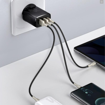 Зарядний пристрій BASEUS CCXJ-E Compact Quick Charger 30W QC/PD 2USB-A/1Type-C Black (00000053139_1) Зарядний пристрій BASEUS CCXJ-E Compact Quick Charger 30W QC/PD 2USB-A/1Type-C Black (00000053139_1)