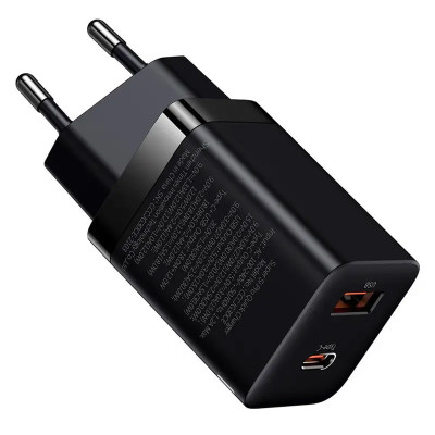 Зарядний пристрій BASEUS CCSUP-E Super Si Pro Quick Charger 30W 1USB-A/1Type-C PD 3.0/QC 3.0 Black (00000062885_1) Зарядний пристрій BASEUS CCSUP-E Super Si Pro Quick Charger 30W 1USB-A/1Type-C PD 3.0/QC 3.0 Black (00000062885_1)