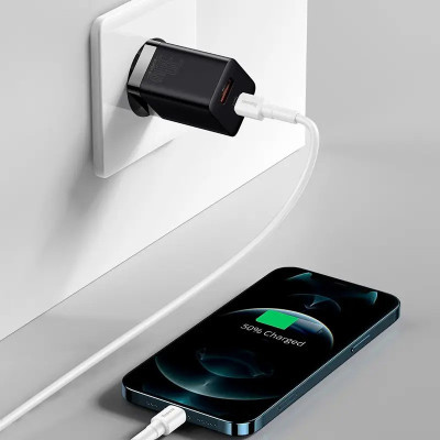 Зарядний пристрій BASEUS CCSUP-E Super Si Pro Quick Charger 30W 1USB-A/1Type-C PD 3.0/QC 3.0 Black (00000062885_1) Зарядний пристрій BASEUS CCSUP-E Super Si Pro Quick Charger 30W 1USB-A/1Type-C PD 3.0/QC 3.0 Black (00000062885_1)