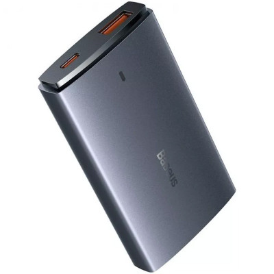 Зарядний пристрій BASEUS CCGP15011 GaN5 Pro Ultra-Slim QC 3.0/PD 65W 1USB-A/1Type-C Gray (00000069253_1)
