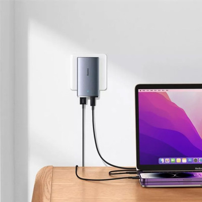 Зарядний пристрій BASEUS CCGP15011 GaN5 Pro Ultra-Slim QC 3.0/PD 65W 1USB-A/1Type-C Gray (00000069253_1) Зарядний пристрій BASEUS CCGP15011 GaN5 Pro Ultra-Slim QC 3.0/PD 65W 1USB-A/1Type-C Gray (00000069253_1)