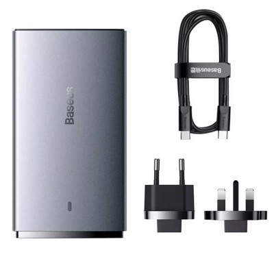 Зарядний пристрій BASEUS CCGP15011 GaN5 Pro Ultra-Slim QC 3.0/PD 65W 1USB-A/1Type-C Gray (00000069253_1) Зарядний пристрій BASEUS CCGP15011 GaN5 Pro Ultra-Slim QC 3.0/PD 65W 1USB-A/1Type-C Gray (00000069253_1)