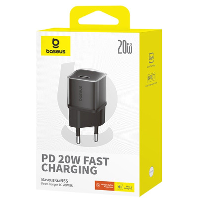 Зарядний пристрій BASEUS P10162503 GaN5S OS Fast Charger 20W 1Type-C Cluster Black (00000070599_1) Зарядний пристрій BASEUS P10162503 GaN5S OS Fast Charger 20W 1Type-C Cluster Black (00000070599_1)