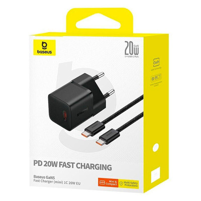 Зарядний пристрій BASEUS P10110900113 GaN5 Fast Charger mini PD20W 1Type-C 1 м Cluster Black (00000074727_1) Зарядний пристрій BASEUS P10110900113 GaN5 Fast Charger mini PD20W 1Type-C 1 м Cluster Black (00000074727_1)