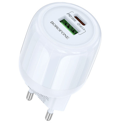 Зарядний пристрій Borofone BA93A Lustrous PD20W/QC3.0 1USB-A/1Type-C Blue (00000076753_2)