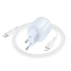 Зарядное устройство Borofone BA93A Lustrous PD20W/QC3.0 1USB-A/1Type-C Type-C to Lightning Blue (00000076758_1)