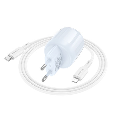 Зарядний пристрій Borofone BA93A Lustrous PD20W/QC3.0 1USB-A/1Type-C Type-C to Lightning Blue (00000076758_1)