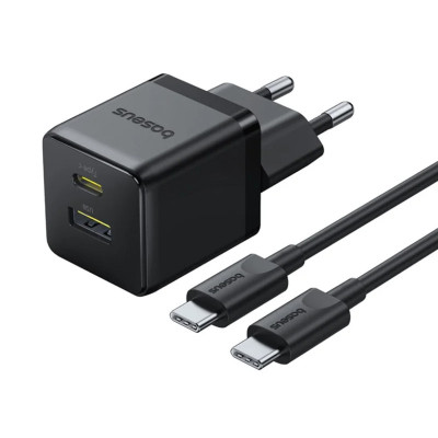 Зарядний пристрій BASEUS P1011160A Palm Charger 30W 1USB-A/1Type-C Cluster Black (00000078029_1)