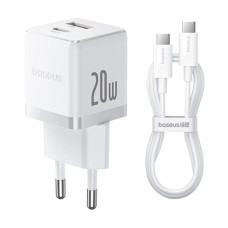 Зарядний пристрій BASEUS P10111608 Palm Fast Charger 20W 1USB-A/1Type-C Moon White (00000078028_2)