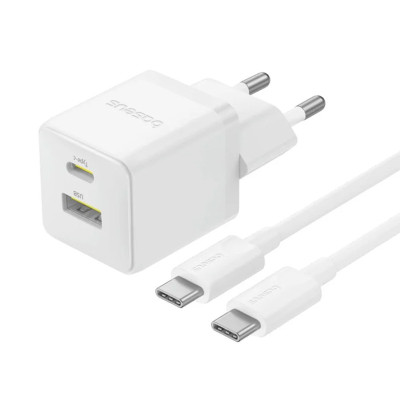 Зарядний пристрій BASEUS P1011160A Palm Fast Charger 30W 1USB-A/1Type-C Moon White (00000078029_2)