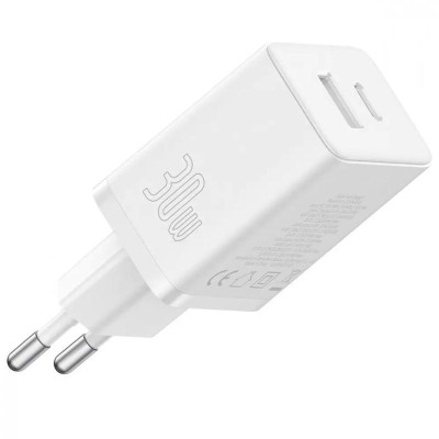 Зарядний пристрій BASEUS P10111404 Cube Pro Fast Charger PD30W 1USB-A/1Type-C Moon White (00000080557_2)