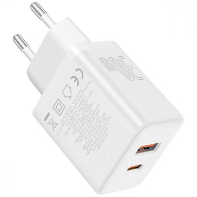 Зарядний пристрій BASEUS P10111404 Cube Pro Fast Charger PD30W 1USB-A/1Type-C Moon White (00000080557_2)