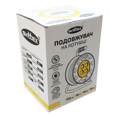 Подовжувач на котушці Svittex 2х1,5 мм² 3680Вт 50 м Помаранчевий (SV-007-O) Подовжувач на котушці Svittex 2х1,5 мм² 3680Вт 50 м Помаранчевий (SV-007-O)