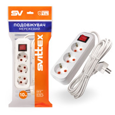 Удлинитель Svittex 3 розетки 3х1 мм² 2500Вт 16А 250В 10 м Белый (SV-011-10)