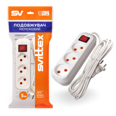 Удлинитель Svittex 3 розетки 2х0,75 мм² 2200Вт 10А 250В 5 м Белый (SV-012-5)