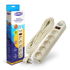 Сетевой фильтр-удлинитель Svittex 2*USB 5V 2.1A 5 розеток 2200Вт 250В 10А 5 м Белый (SV-025)