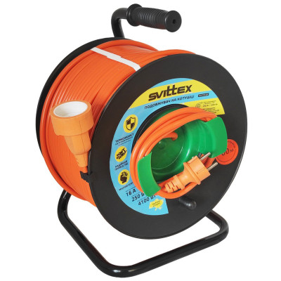 Удлинитель на катушке Svittex 2х2,5 мм² 4100Вт 80 м Оранжевый (SV-262)