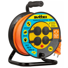 Удлинитель на катушке Svittex 2х1,5 мм² 3680Вт 30 м Оранжевый (SV-005-O-IP44)