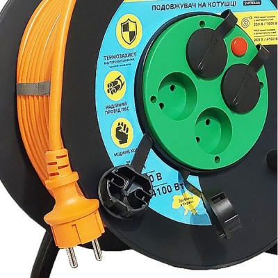 Подовжувач на котушці Svittex 2х2,5 мм² 4100Вт 25 м Помаранчевий (SV-018-O-IP44)