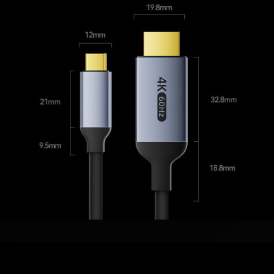 Кабель-перехідник Digital ZX167 USB Type-C - HDMI 4K 60Hz 2 м Чорний (HDMIC4K-2m) Кабель-перехідник Digital ZX167 USB Type-C - HDMI 4K 60Hz 2 м Чорний (HDMIC4K-2m)