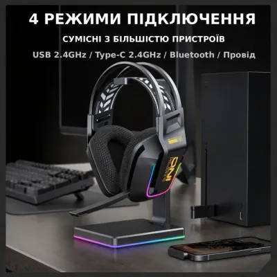 Беспроводные игровые наушники Onikuma GT828 Bluetooth RGB Black (19119-hbr) Беспроводные игровые наушники Onikuma GT828 Bluetooth RGB Black (19119-hbr)
