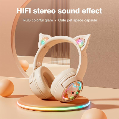 Беспроводные игровые наушники Onikuma B5 Bluetooth RGB Beige (19239-hbr) Беспроводные игровые наушники Onikuma B5 Bluetooth RGB Beige (19239-hbr)