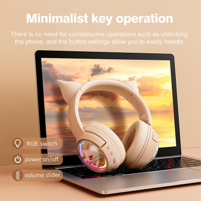 Беспроводные игровые наушники Onikuma B5 Bluetooth RGB Beige (19239-hbr) Беспроводные игровые наушники Onikuma B5 Bluetooth RGB Beige (19239-hbr)
