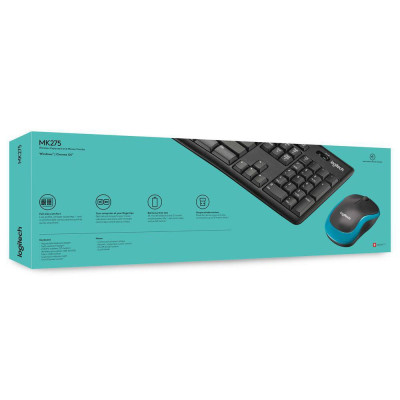 Беспроводной комплект мышь + клавиатура Logitech Wireless Combo MK275 Черный (920-008535) (002291) Беспроводной комплект мышь + клавиатура Logitech Wireless Combo MK275 Черный (920-008535) (002291)