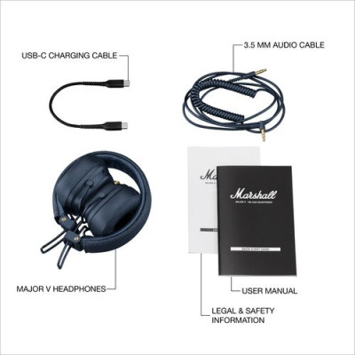 Комплект навушники з кейсом Marshall Major V Midnight Blue (1008144)