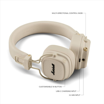 Комплект наушники с кейсом Marshall Major V Cream (1006833)