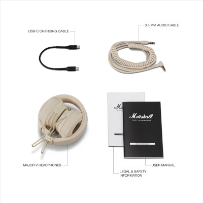 Комплект наушники с кейсом Marshall Major V Cream (1006833)