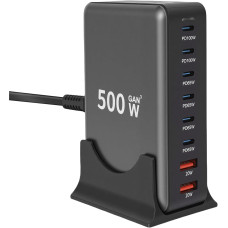 Мережева зарядна станція iLEPO на 2 USB+6 Type-C Black (19339-hbr)