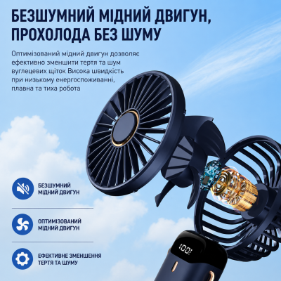 Вентилятор портативный складной RIAS R-64 с LED-дисплеем 1800mAh USB 5W Черный (3_08331) Вентилятор портативный складной RIAS R-64 с LED-дисплеем 1800mAh USB 5W Черный (3_08331)