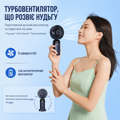 Вентилятор портативный складной RIAS R-64 с LED-дисплеем 1800mAh USB 5W Черный (3_08331) Вентилятор портативный складной RIAS R-64 с LED-дисплеем 1800mAh USB 5W Черный (3_08331)