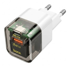Зарядний пристрій Hoco C131A Platinum PD 30W + QC 3.0 Transparent White (2104619566)