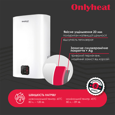 Бойлер OnlyHeat WX-FE-VH001-80 Dry 80 л ТЭН Белый (68630) Бойлер OnlyHeat WX-FE-VH001-80 Dry 80 л ТЭН Белый (68630)