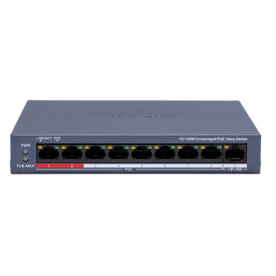 Комутатор 9 портів некерований Hikvision DS-3E0109P-E/M(C) POE Синій (13082)