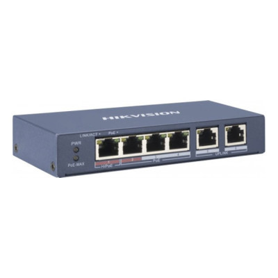 Комутатор 4 порти некерований Hikvision DS-3E0106HP-E POE Чорний (13089) Комутатор 4 порти некерований Hikvision DS-3E0106HP-E POE Чорний (13089)