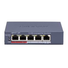 Коммутатор 5 портов неуправляемый Hikvision DS-3E0105P-E/M(C) POE Синий (13093)