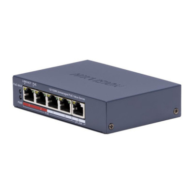 Комутатор 5 портів некерований Hikvision DS-3E0105P-E/M(C) POE Синій (13093) Комутатор 5 портів некерований Hikvision DS-3E0105P-E/M(C) POE Синій (13093)