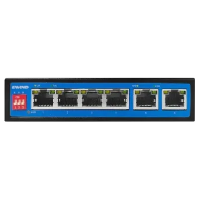 Коммутатор 6 портов неуправляемый Ewind EW-S1906CF-DP PoE Черный (13124)