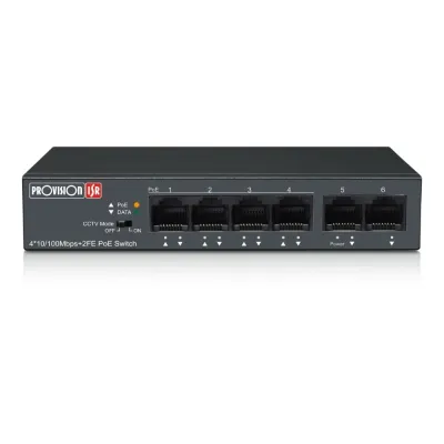 Коммутатор неуправляемый PoE Provision ISR PoES-0460C+2I-V2 с 4 портами PoE Черный (13204)