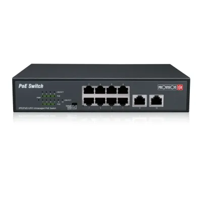 Комутатор некерований PoE Provision ISR PoES-08120C+2I-V2 з 8 портами PoE Чорний (13206)
