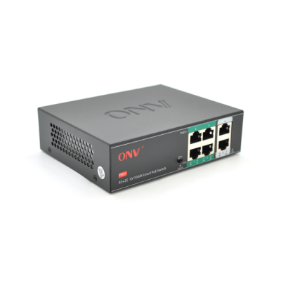 Коммутатор 4-портовый PoE с автоперезапуском ONV H1064PSD Черный (13240)